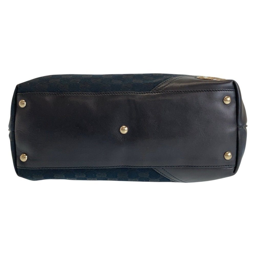 GUCCI Gucci New Brit Black Gold Hardware GG Canvas Leather 169945 Tote Bag Sh... - Picture 9 of 9